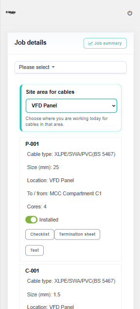 Job details on mobile
